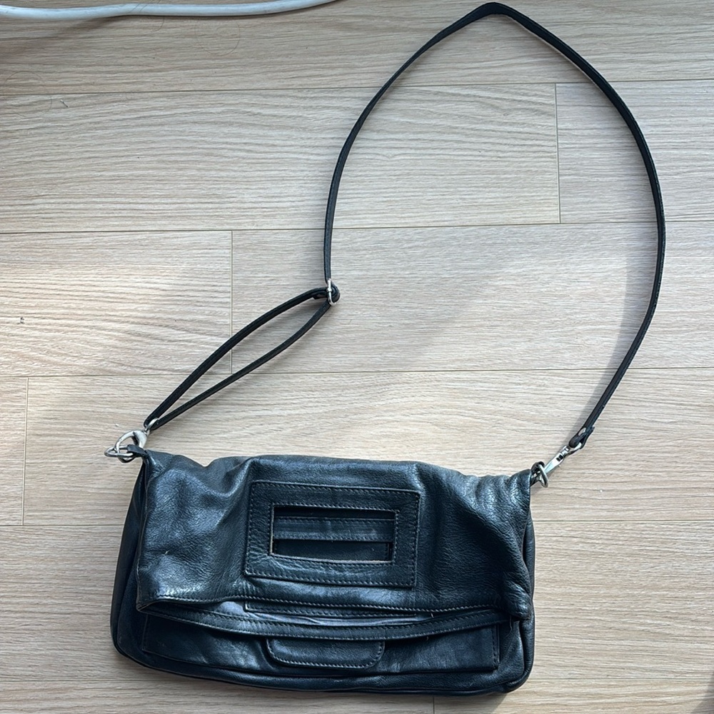 Real Italian leather black handbag